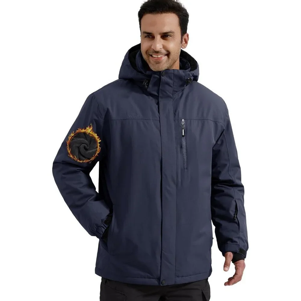 Men's Midnight Navy Waterproof Ski Snow Fleece Lined Warm Winter Rain Jacket